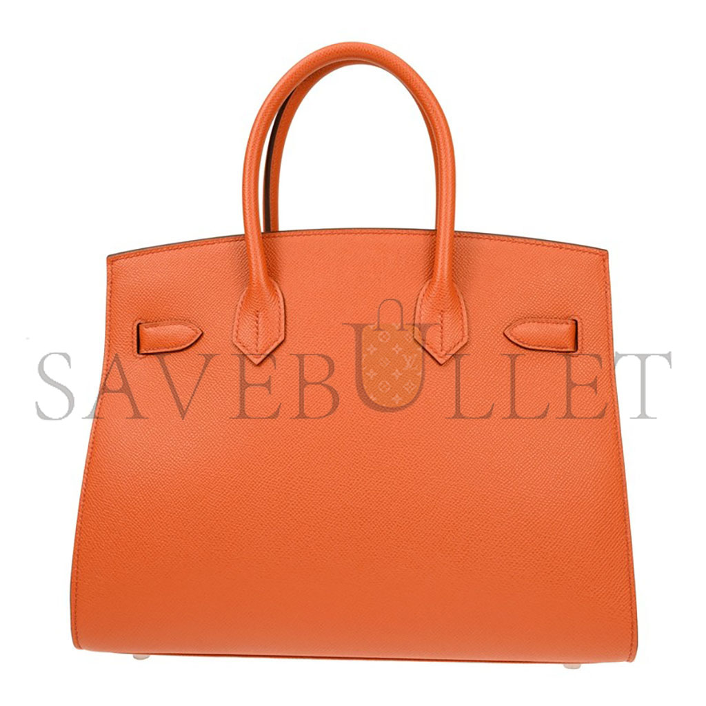 H**mes master birkin 35 epsom leather orange silver buckle luxury bag bk30r1epsso (35*28*18cm)